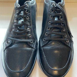 ERMENEGILDO ZEGNA Black Leather Sneakers Size 9 ITALY